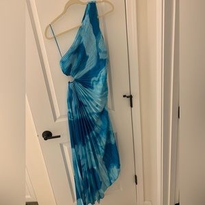 Asymmetrical blue swirl VICI dress